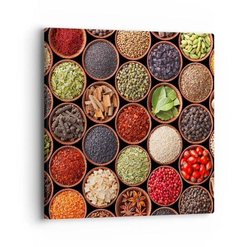 Canvastavla - Bild på duk - Världens alla smaker - 40x40 cm