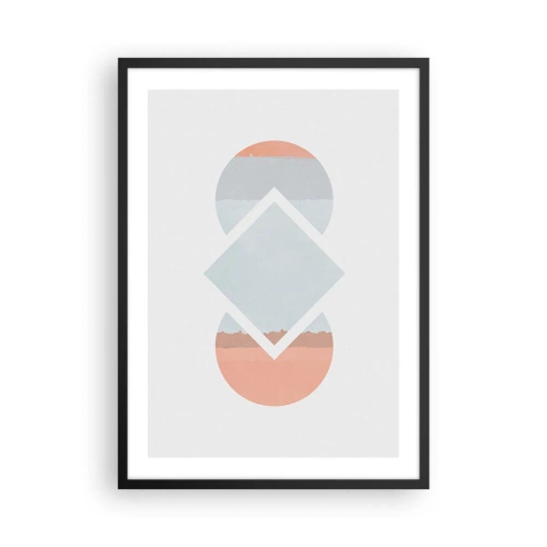 Affisch i svart ram - En abstrakt komposition av geometriska former och pastellfärger. - 50x70cm - Situationen är klar - Modern väggdekoration för vardagsrum och sovrum ARTTOR