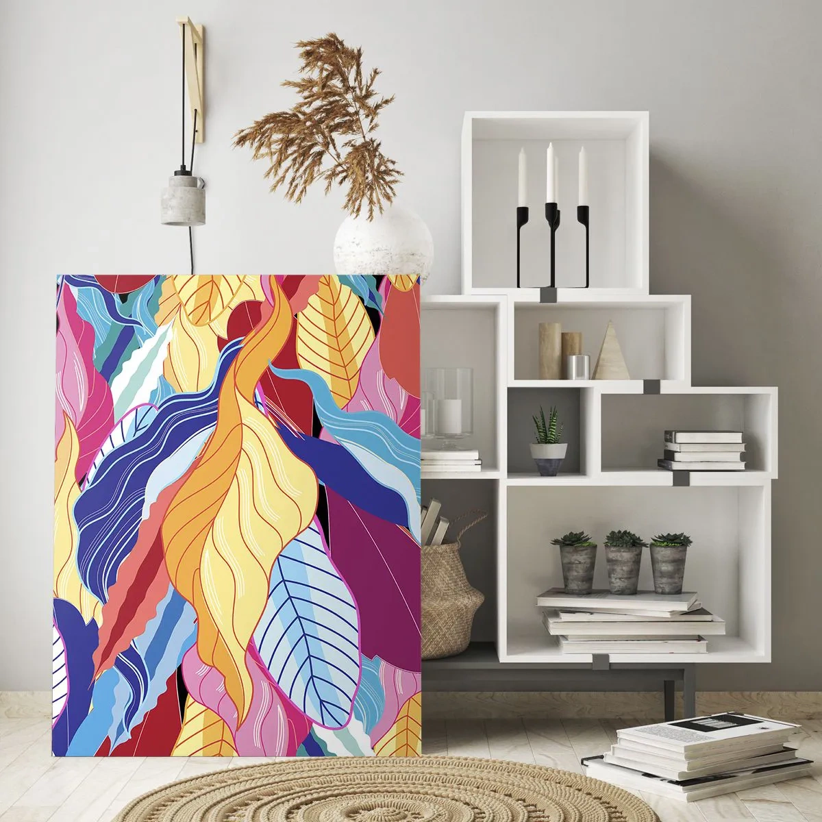 Glastavla - Bild på glas - Färgglad röra - 70x100 cm