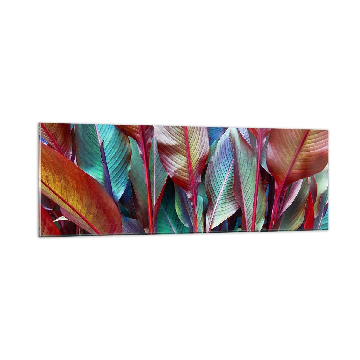 Glastavla - Bild på glas - En färgglad tätskog - 90x30 cm