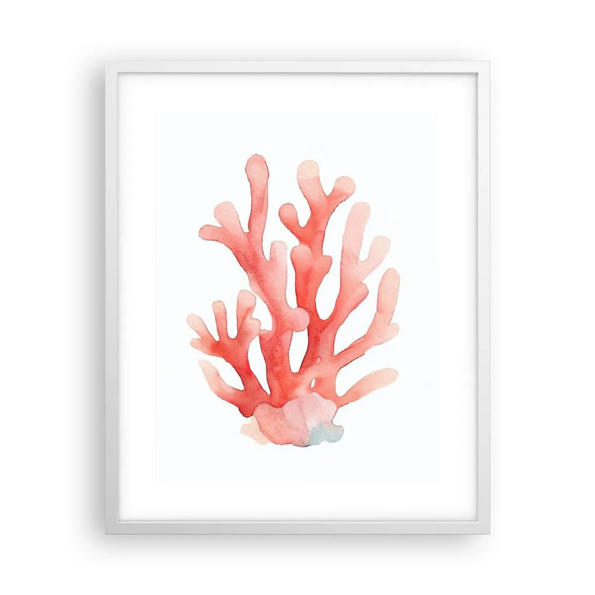 Affisch i vit ram - Korallfärgad korall - 40x50 cm