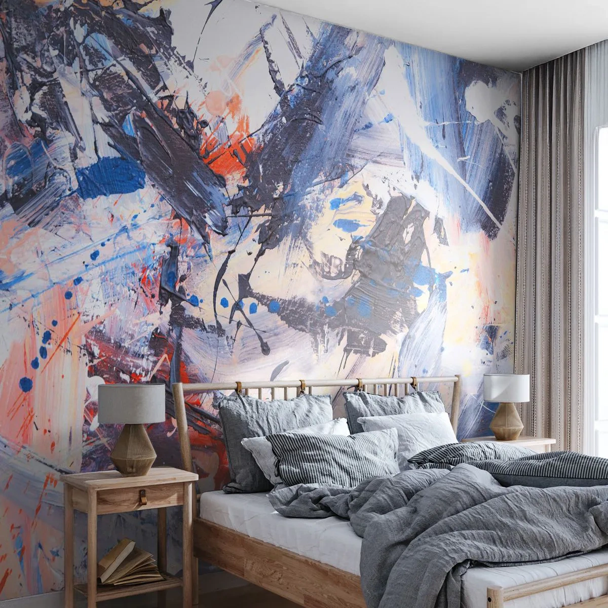 Fototapet Premium Canvas - Abstraktionen galna dans - Abstraktion, Bit, Målning - 350x256 cm