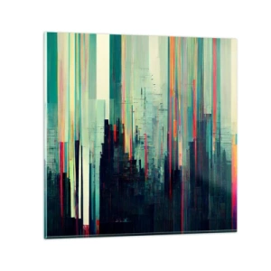 Glastavla - Bild på glas - Futuristisk stad - 30x30 cm