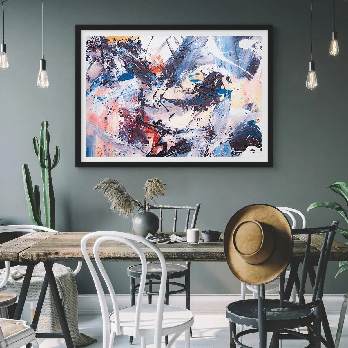 Affisch i svart ram - Abstraktionen galna dans - 70x50 cm