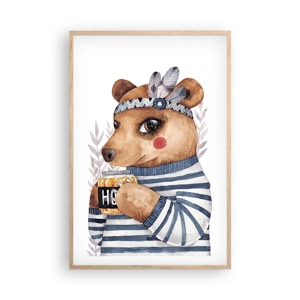 Affisch i ram av ljusek - Söt björnfru - 61x91 cm