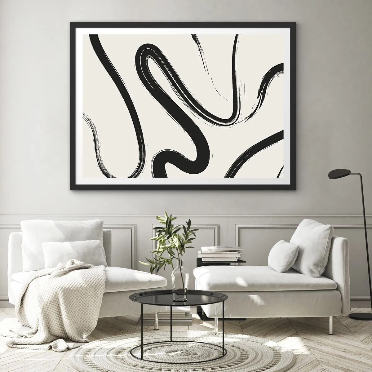 Affisch i svart ram - Svart och vit elegans - 40x30 cm