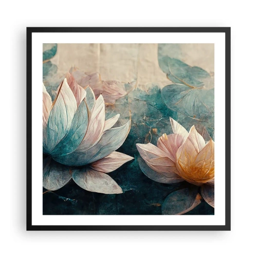 Affisch i svart ram - Stjärnor i en sjö - 60x60 cm