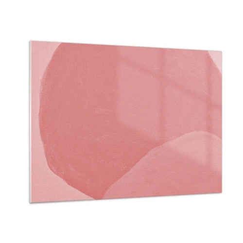 Glastavla - Bild på glas - En abstrakt form i nyanser av rosa och pastellfärger. - 70x50cm - Organisk komposition i rosa - Modern väggdekoration för vardagsrum och sovrum ARTTOR