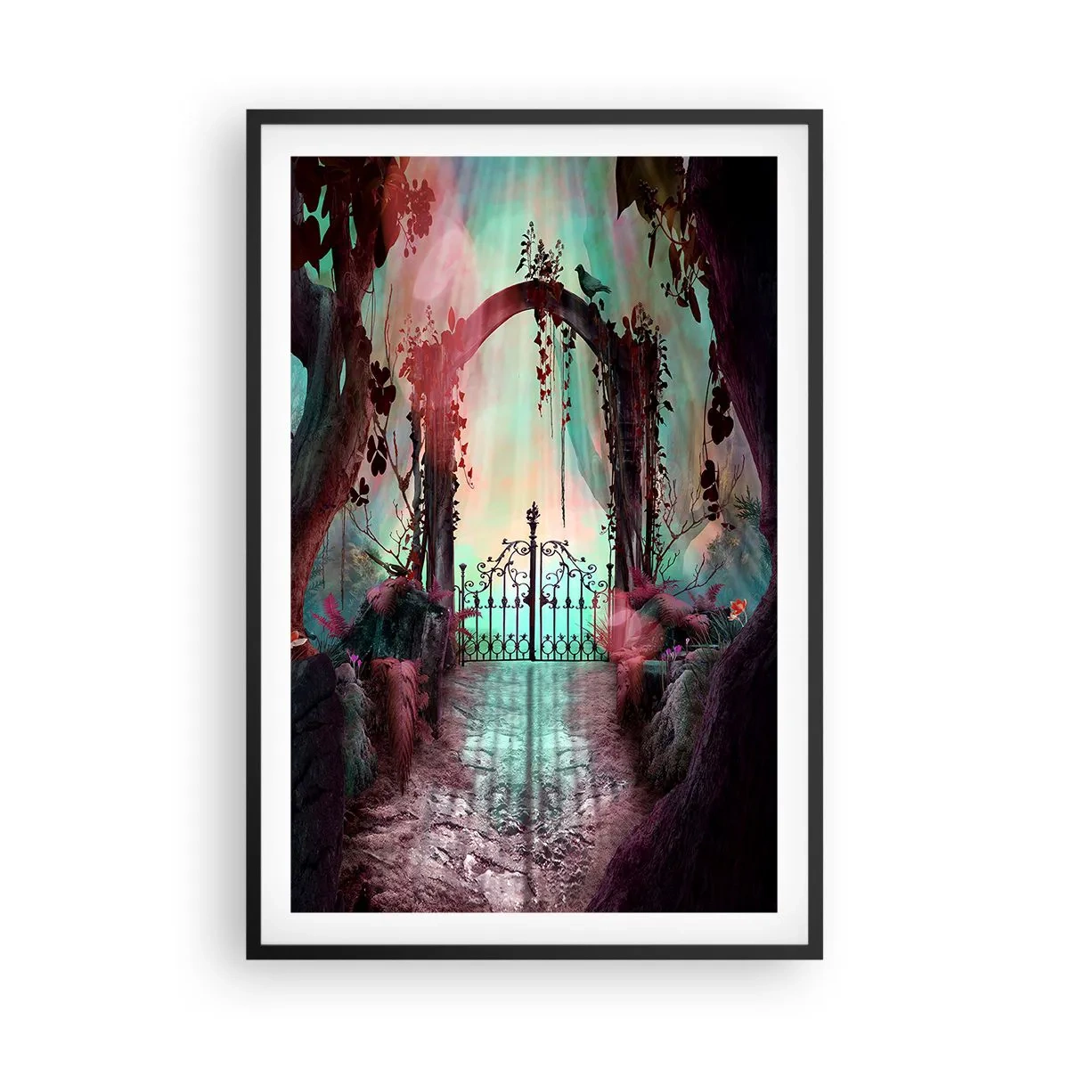 Affisch i svart ram - Hemlighetsfull trädgård - 61x91 cm