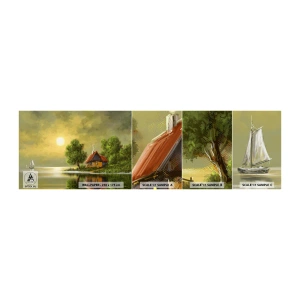 Fototapet Prov Standard Eco - Vackert som från en bild - Landskap, Stuga på landet, Segelbåt - 100x30 cm