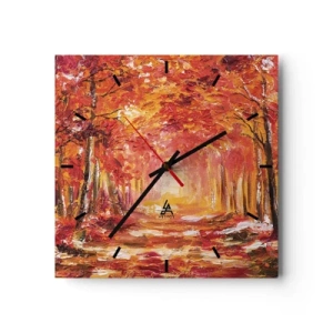 Väggklocka - Klocka på glas - Kopparskog - 30x30 cm