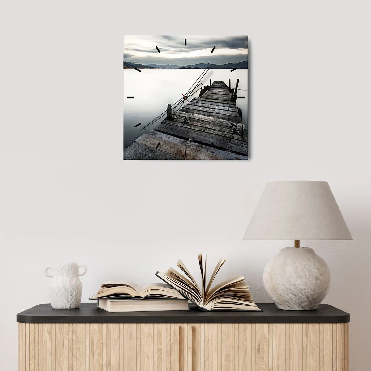 Väggklocka - Klocka på glas - Doppa sig i lugnet - 30x30 cm