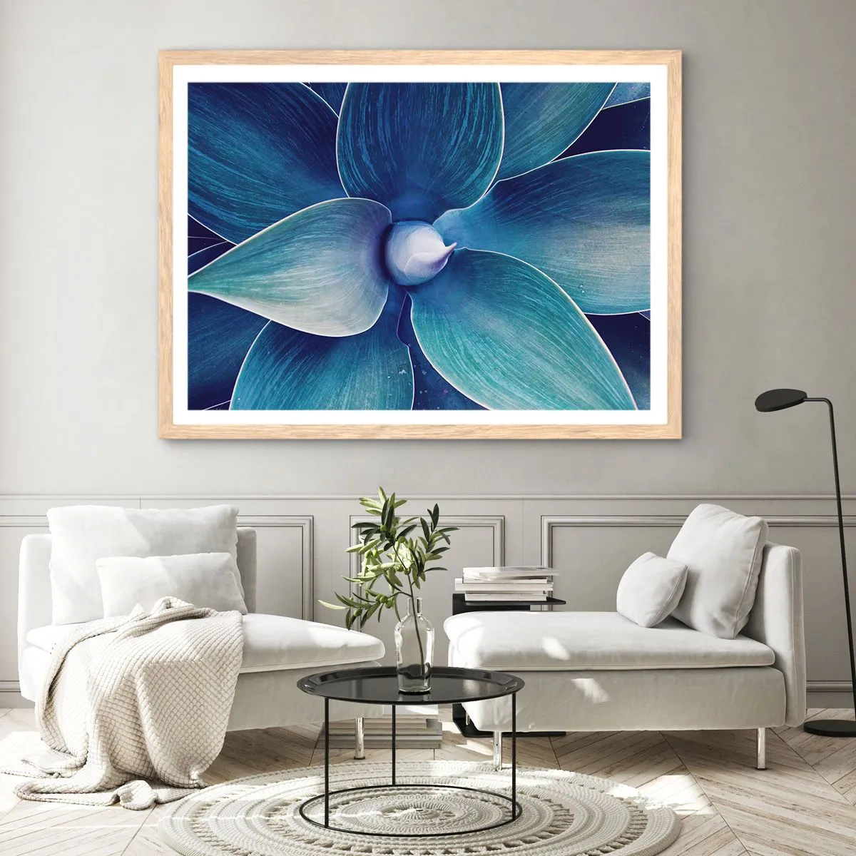 Affisch i ram av ljusek - Blått från himlen - 70x50 cm