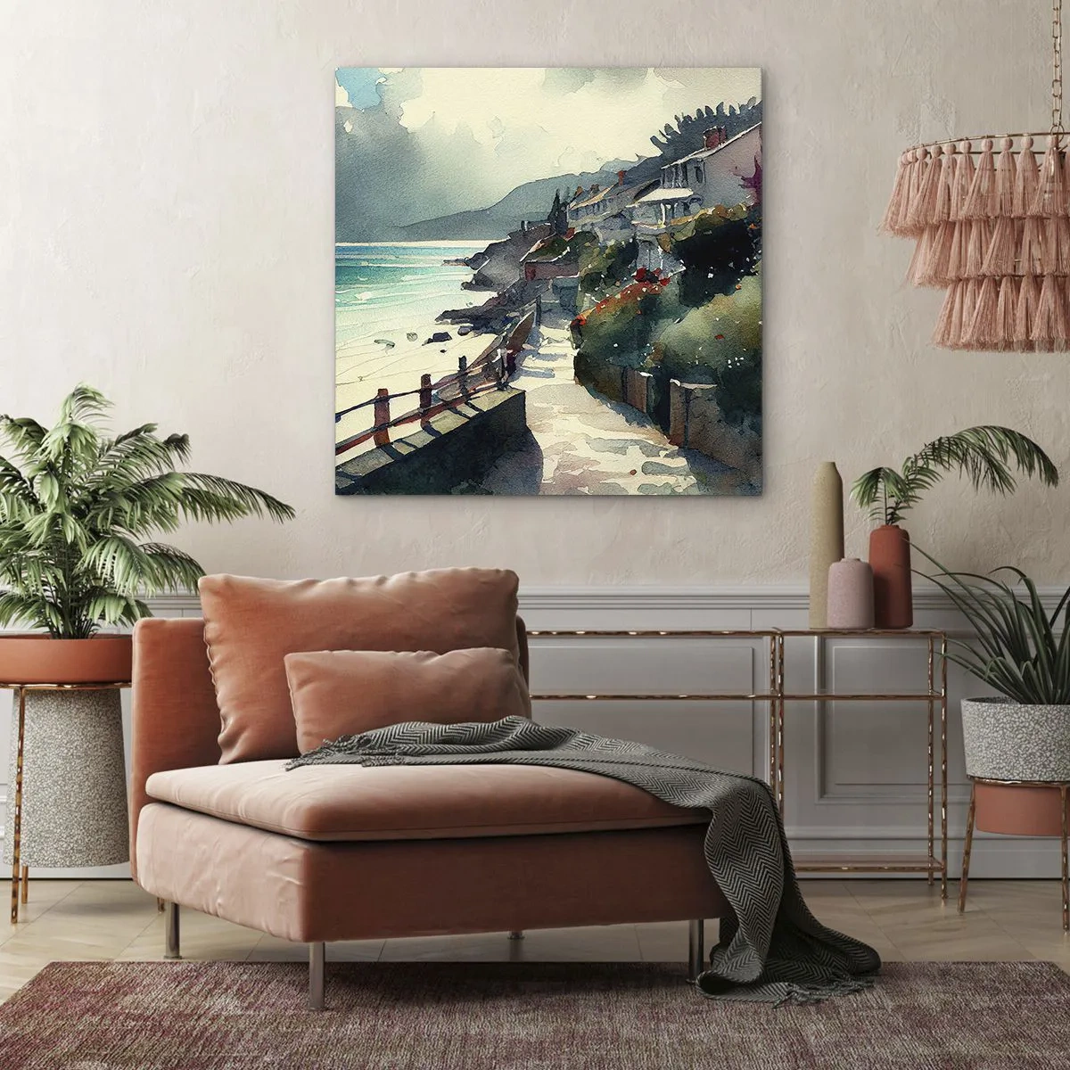 Canvastavla - Bild på duk - Medelhavsstad - 40x40 cm