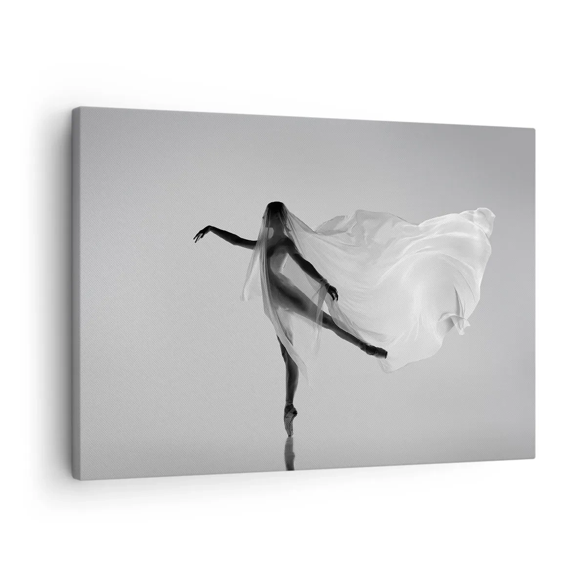 Canvastavla - Bild på duk - En dansare i en eterisk pose med böljande tyg - 70x50cm - Lätthet och grace - Modern väggdekoration för vardagsrum och sovrum ARTTOR