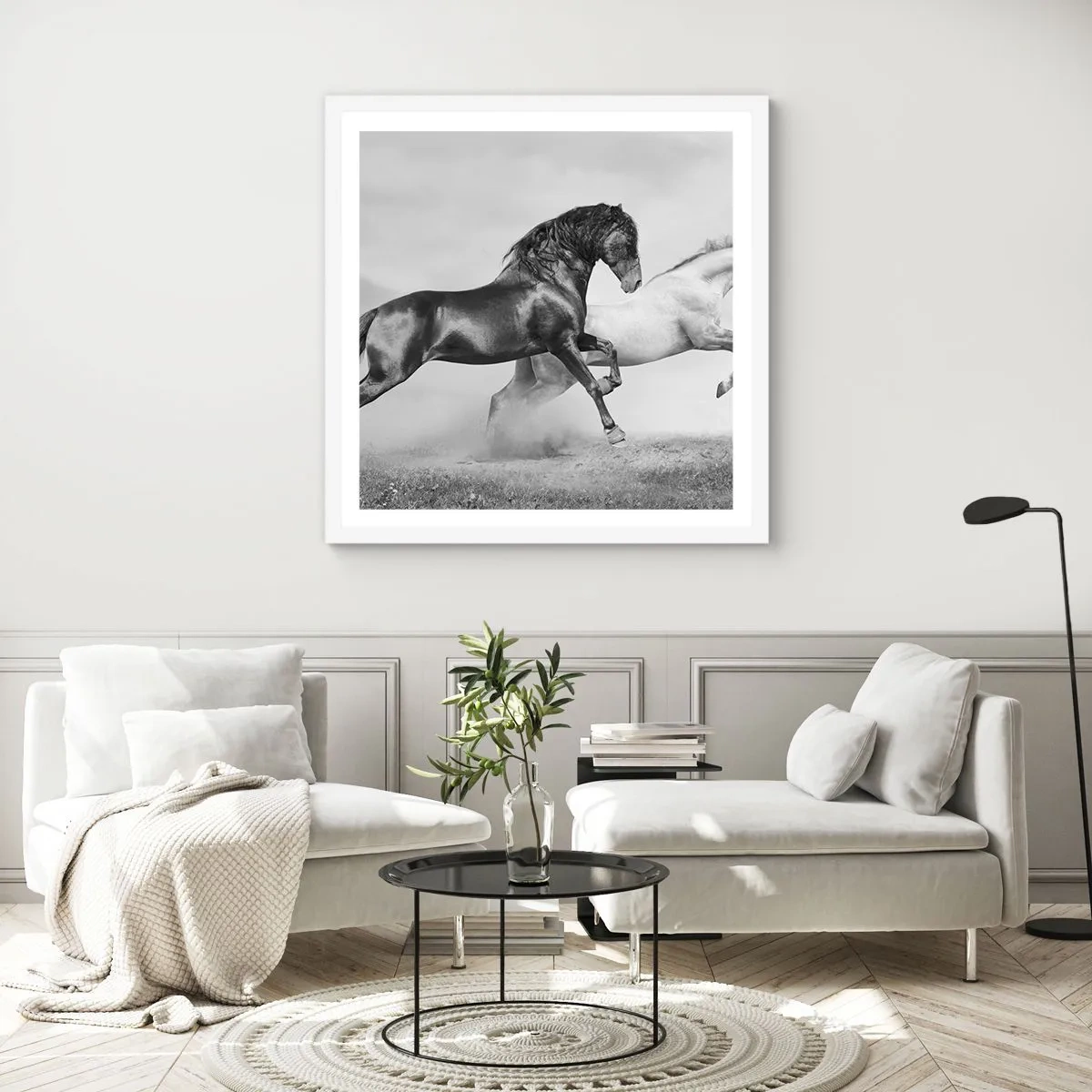 Affisch i vit ram - Änglar och demoner - 40x40 cm