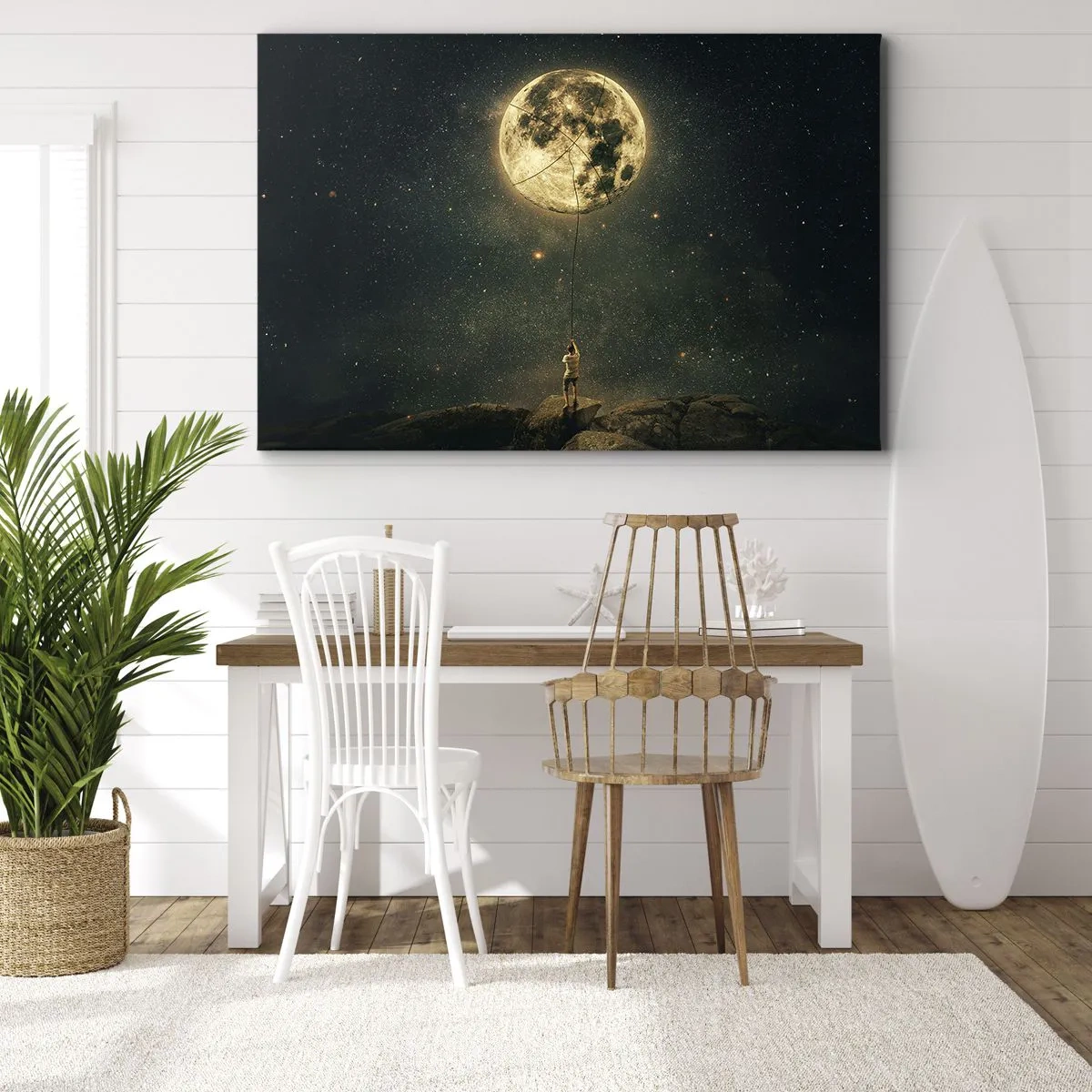 Canvastavla - Bild på duk - En man som stal månen - 70x50 cm