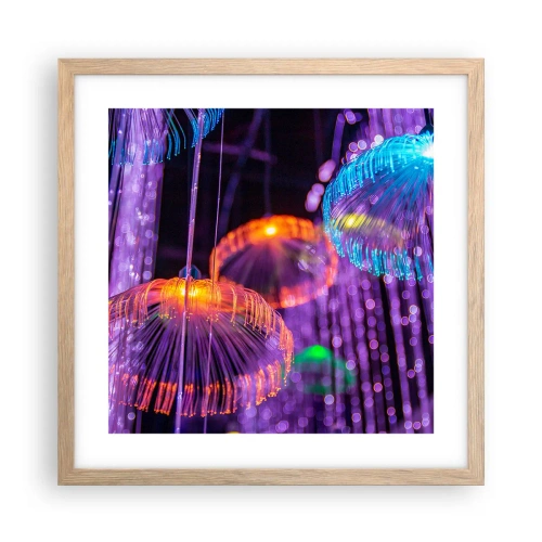 Affisch i ram av ljusek - Lysande fontän - 40x40 cm