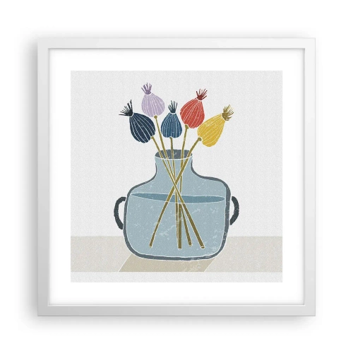 Affisch i vit ram - Vallmovas - 40x40 cm