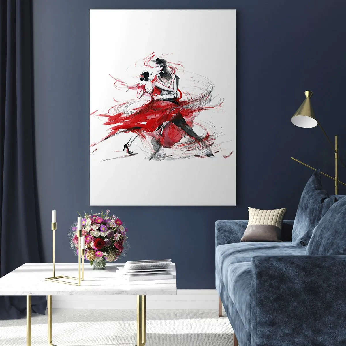 Glastavla - Bild på glas - Tango - passionens rytm - 50x70 cm