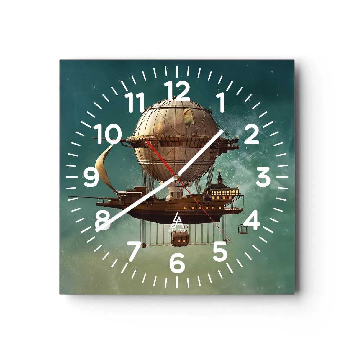 Väggklocka - Klocka på glas - Jules Verne hälsar - 40x40 cm