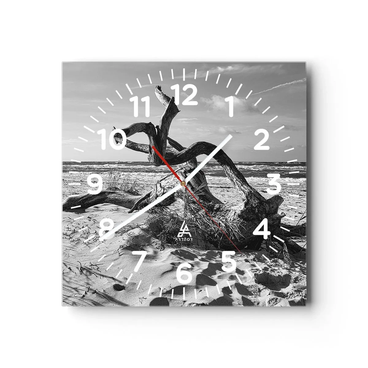 Väggklocka - Klocka på glas - Havets skulptur - 40x40 cm