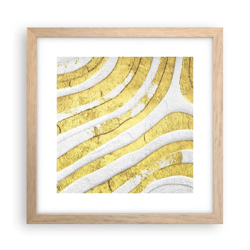 Affisch i ram av ljusek - Komposition i vitt och guld - 30x30 cm