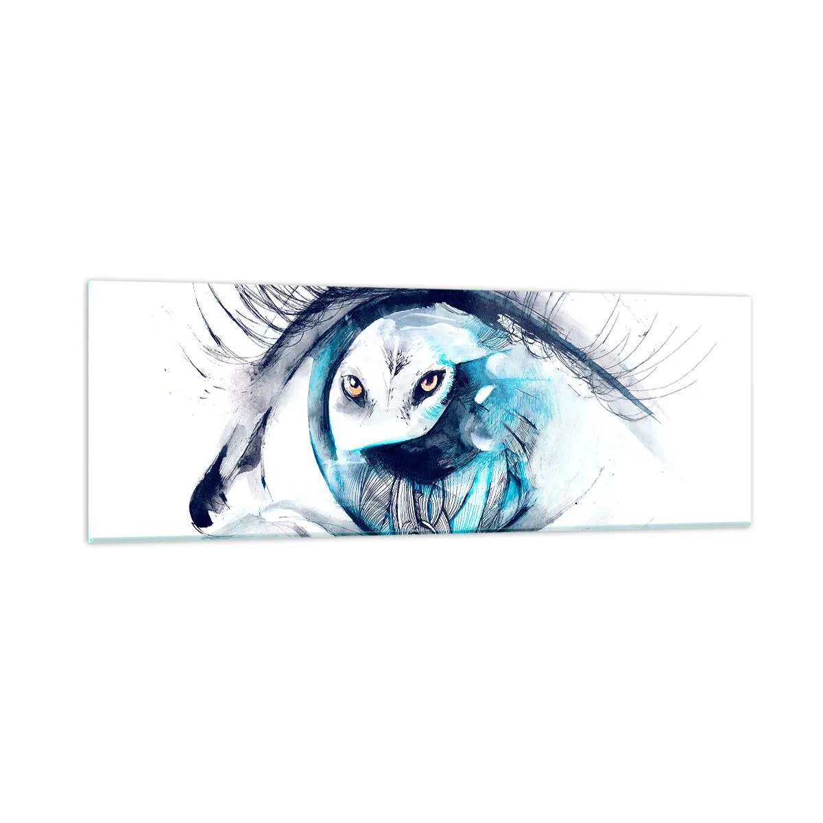 Glastavla - Bild på glas - Öga mot öga med det vilda - 90x30 cm