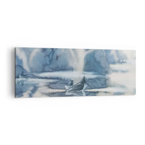 Canvastavla - Bild på duk - Sportfiskare i sitt paradis - 140x50 cm