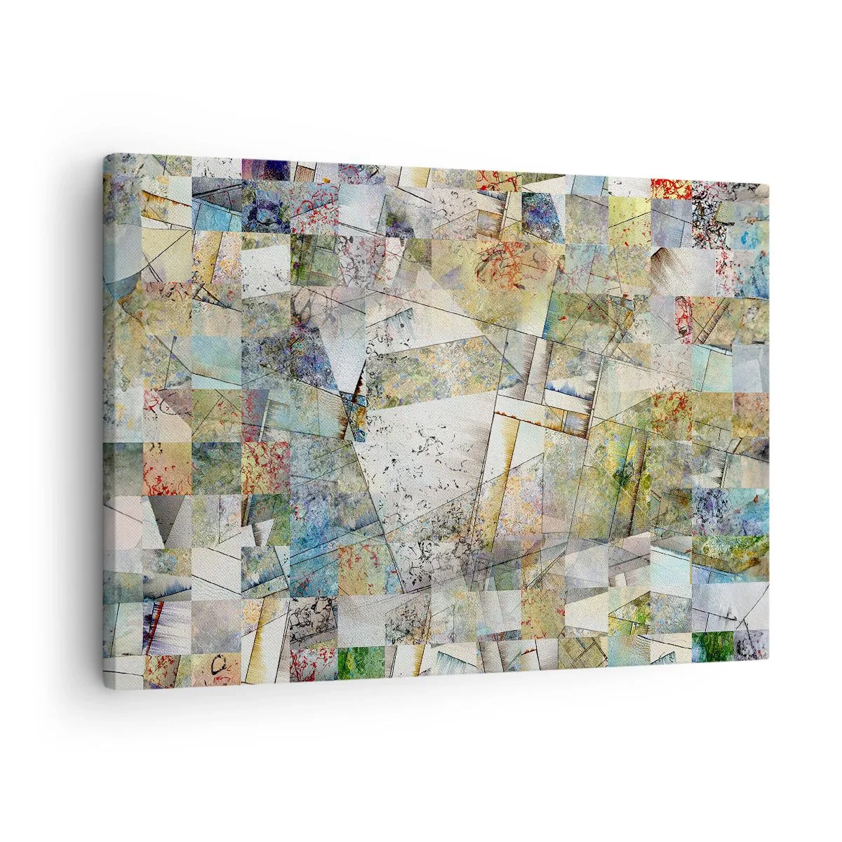 Canvastavla - Bild på duk - Färgglad abstraktion med geometriska former och linjer - 70x50cm - Geometrisk omblandning - Modern väggdekoration för vardagsrum och sovrum ARTTOR