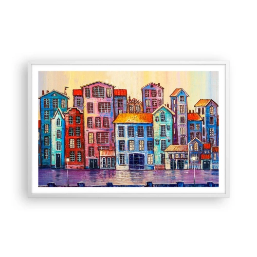 Affisch i vit ram - En sagostad - 91x61 cm