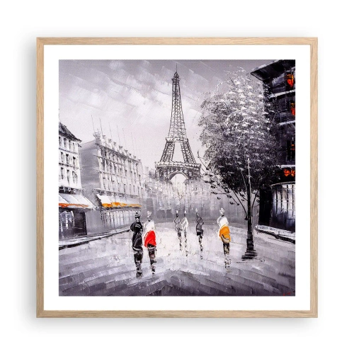 Affisch i ram av ljusek - Promenad i Paris - 60x60 cm
