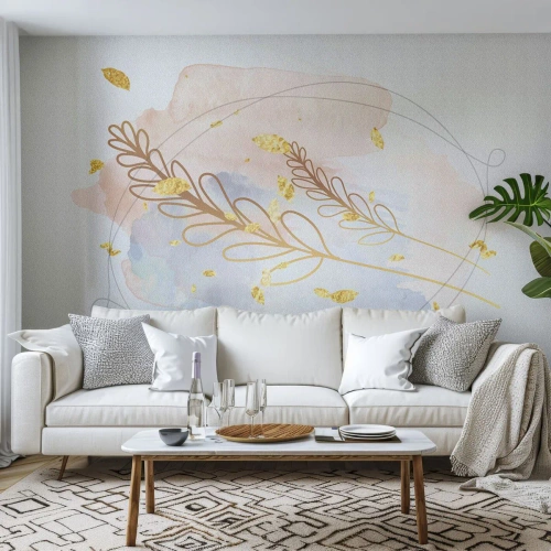 Självhäftande Fototapet Deluxe Sticker - En gyllene explosion - Ljus, Minimalistisk, Modern - 400x280 cm