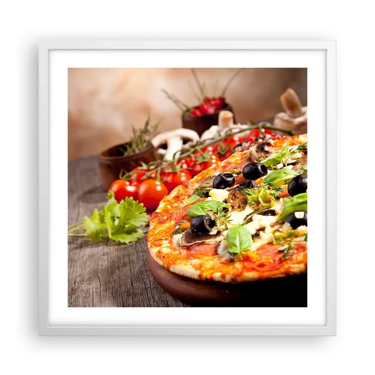 Affisch i vit ram - Ingredienser ur jorden - 50x50 cm