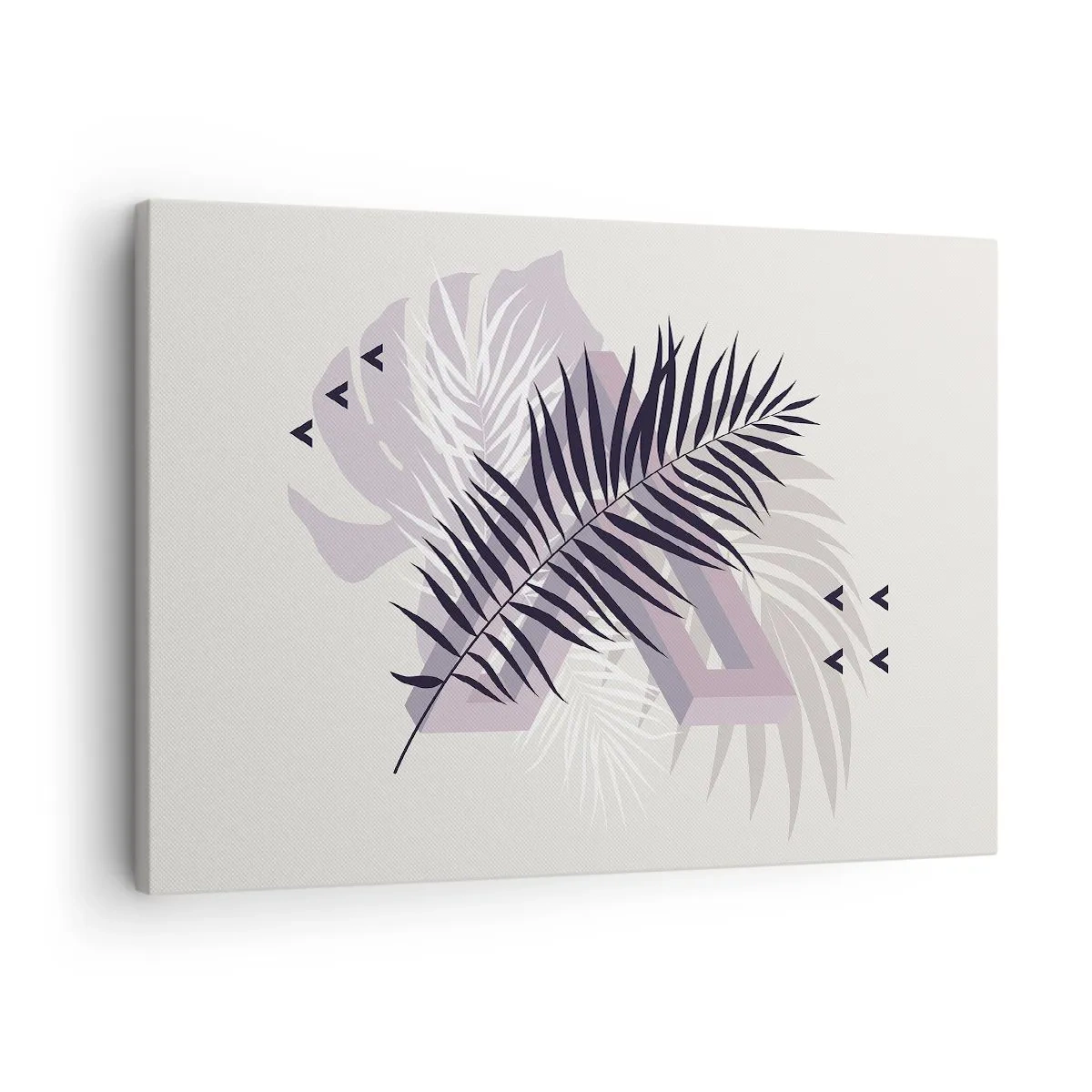 Canvastavla - Bild på duk - En minimalistisk komposition med löv och geometriska former - 70x50cm - Skuggans skugga - Modern väggdekoration för vardagsrum och sovrum ARTTOR