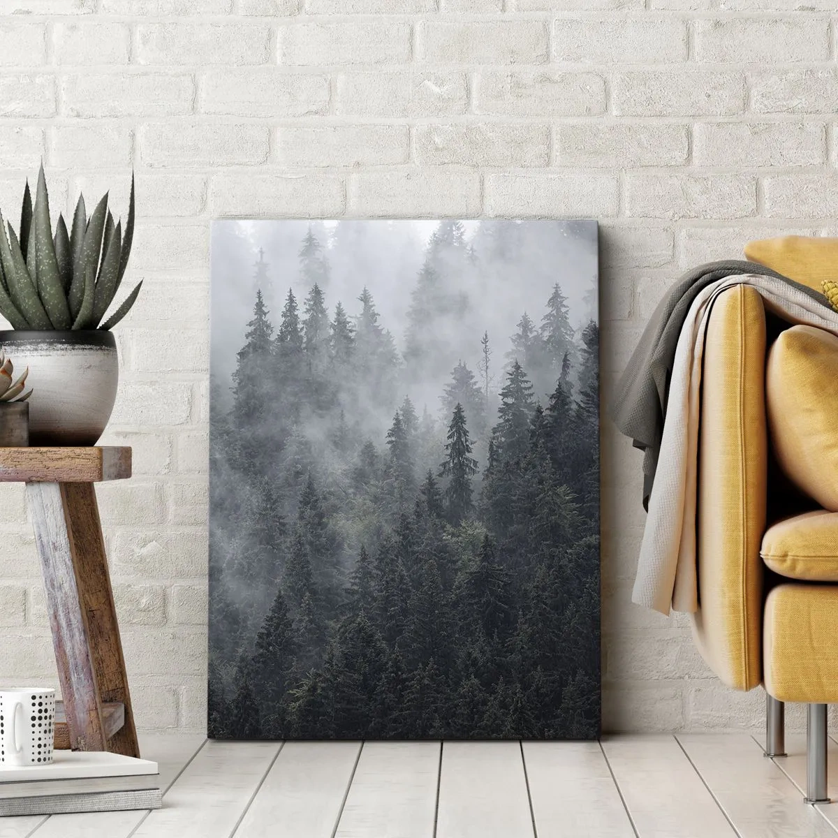 Canvastavla - Bild på duk - Gryning i skogen - 50x70 cm