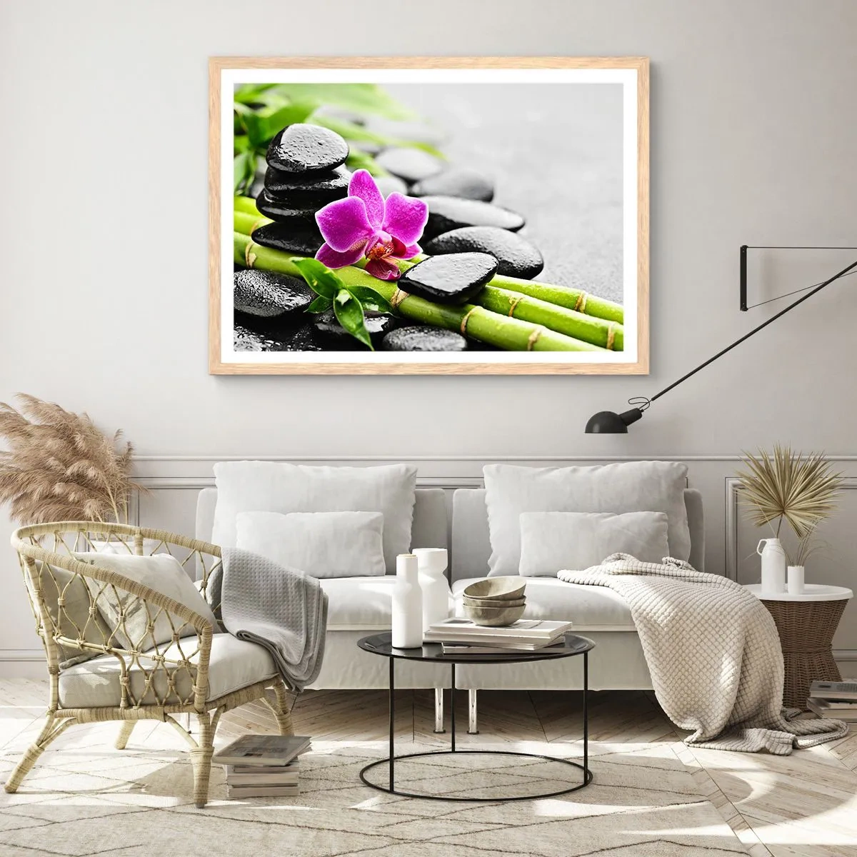 Affisch i ram av ljusek - Lugn balans - 100x70 cm