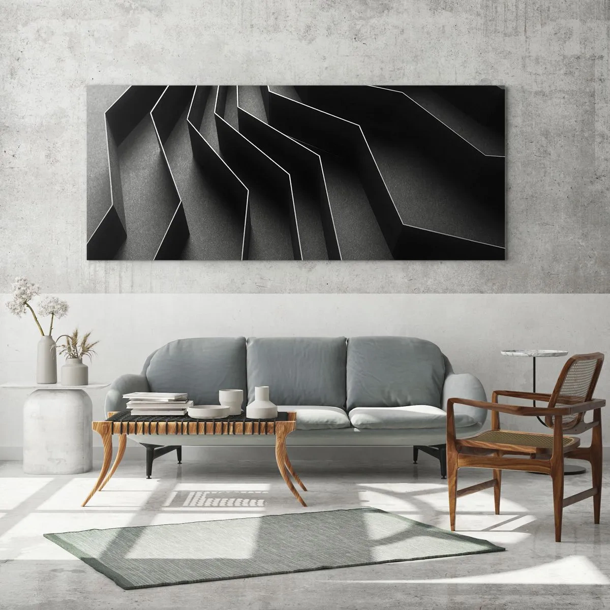 Glastavla - Bild på glas - Rumslig ordning - 100x40 cm