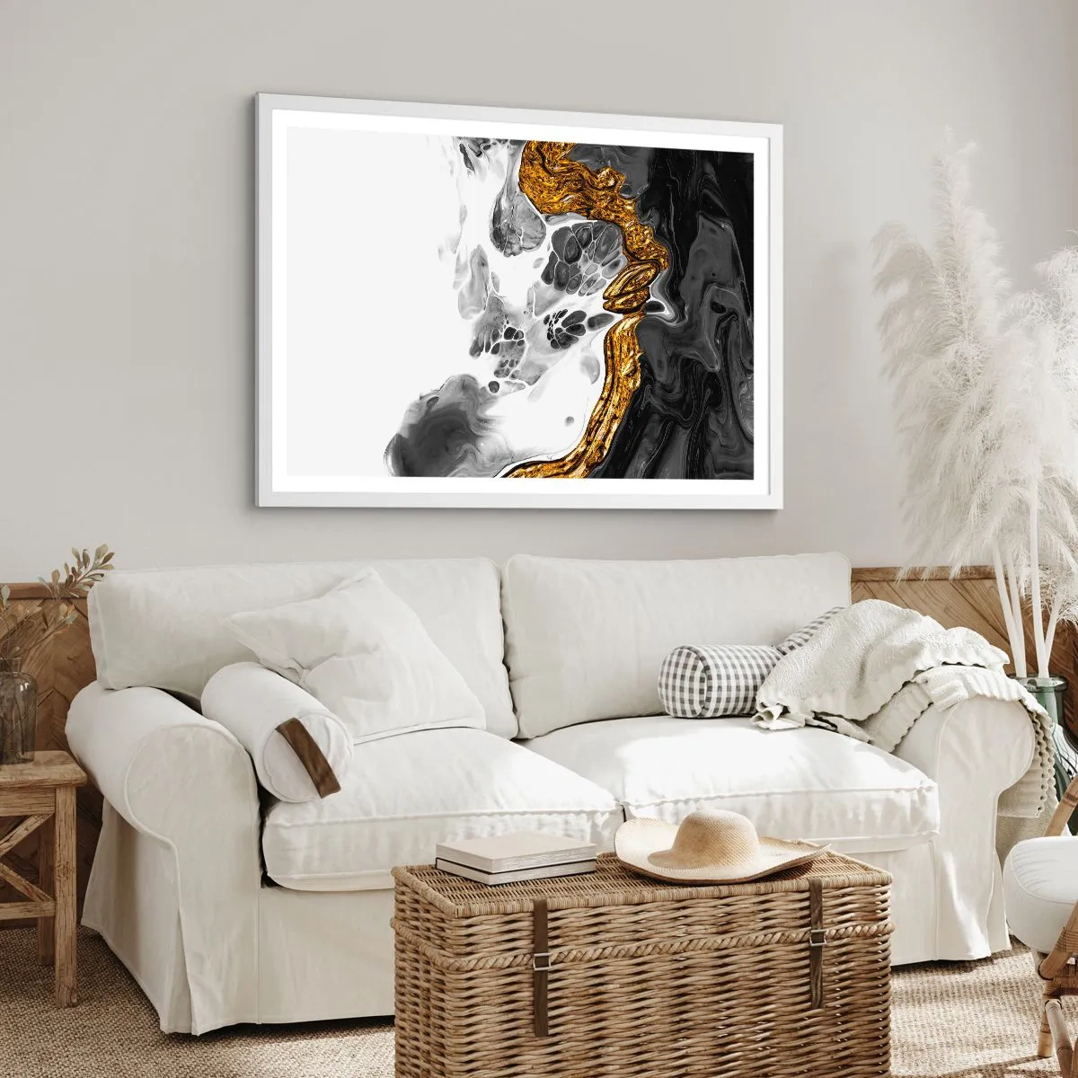 Affisch i vit ram - Organisk komposition - 100x70 cm