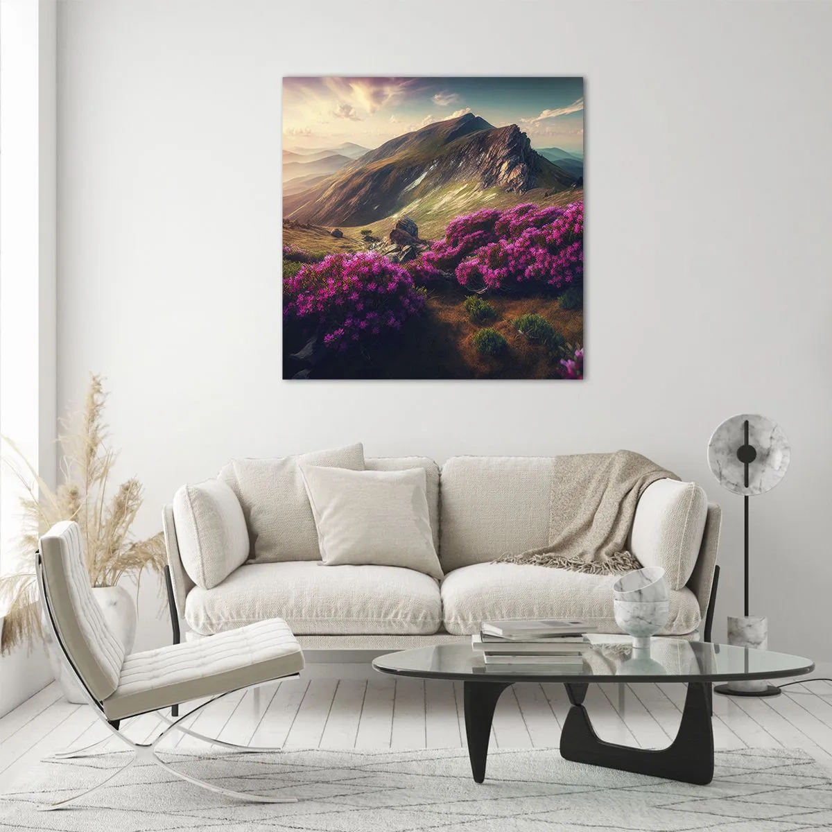 Glastavla - Bild på glas - Sommar i fjällen - 40x40 cm