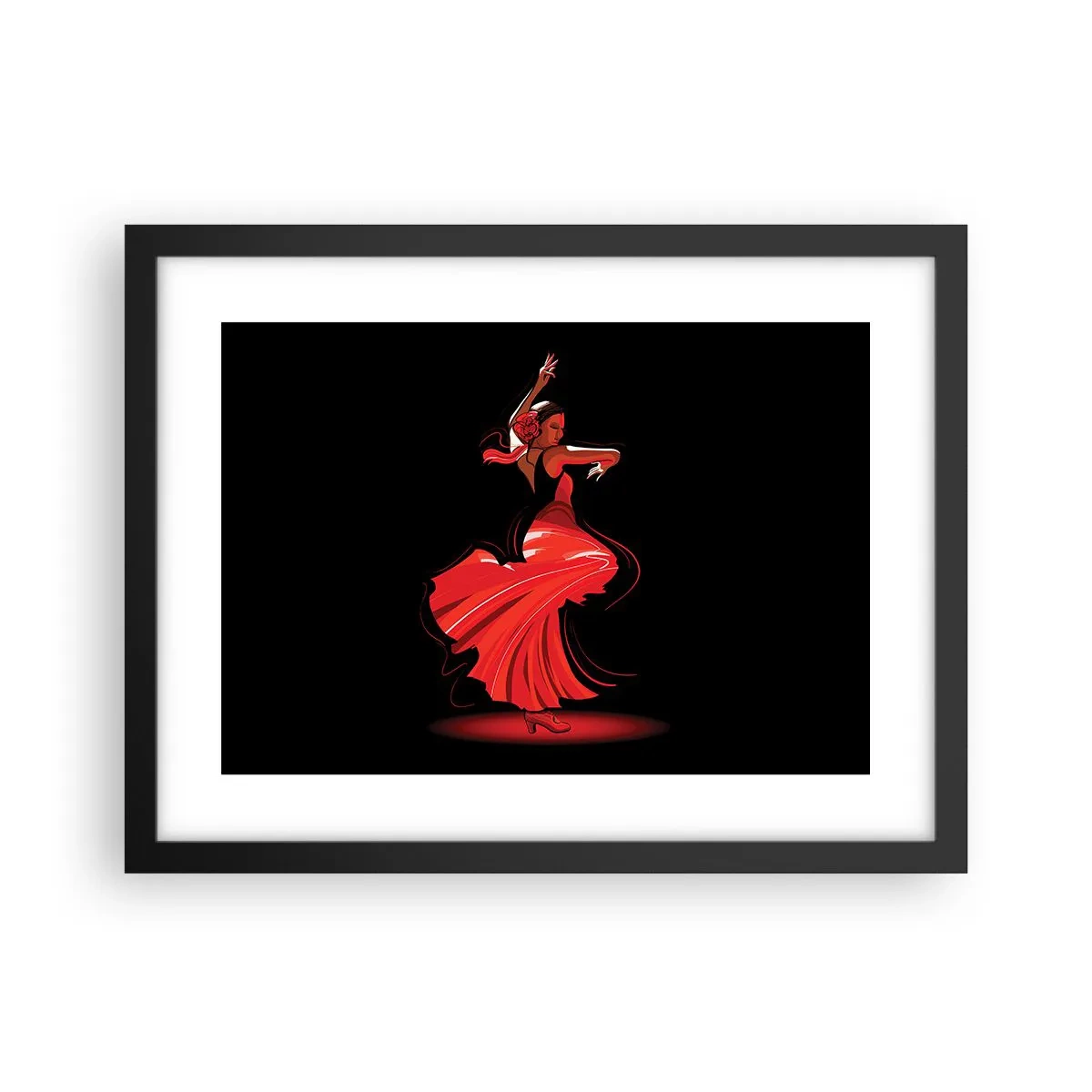 Affisch i svart ram - Flamencos brinnande anda - 40x30 cm