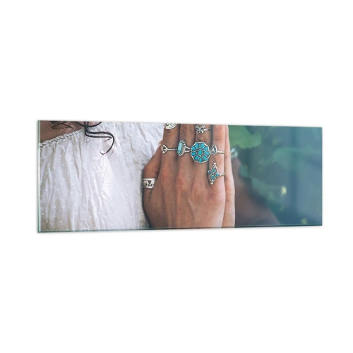 Glastavla - Bild på glas - Välkommen till existensens centrum - 90x30 cm