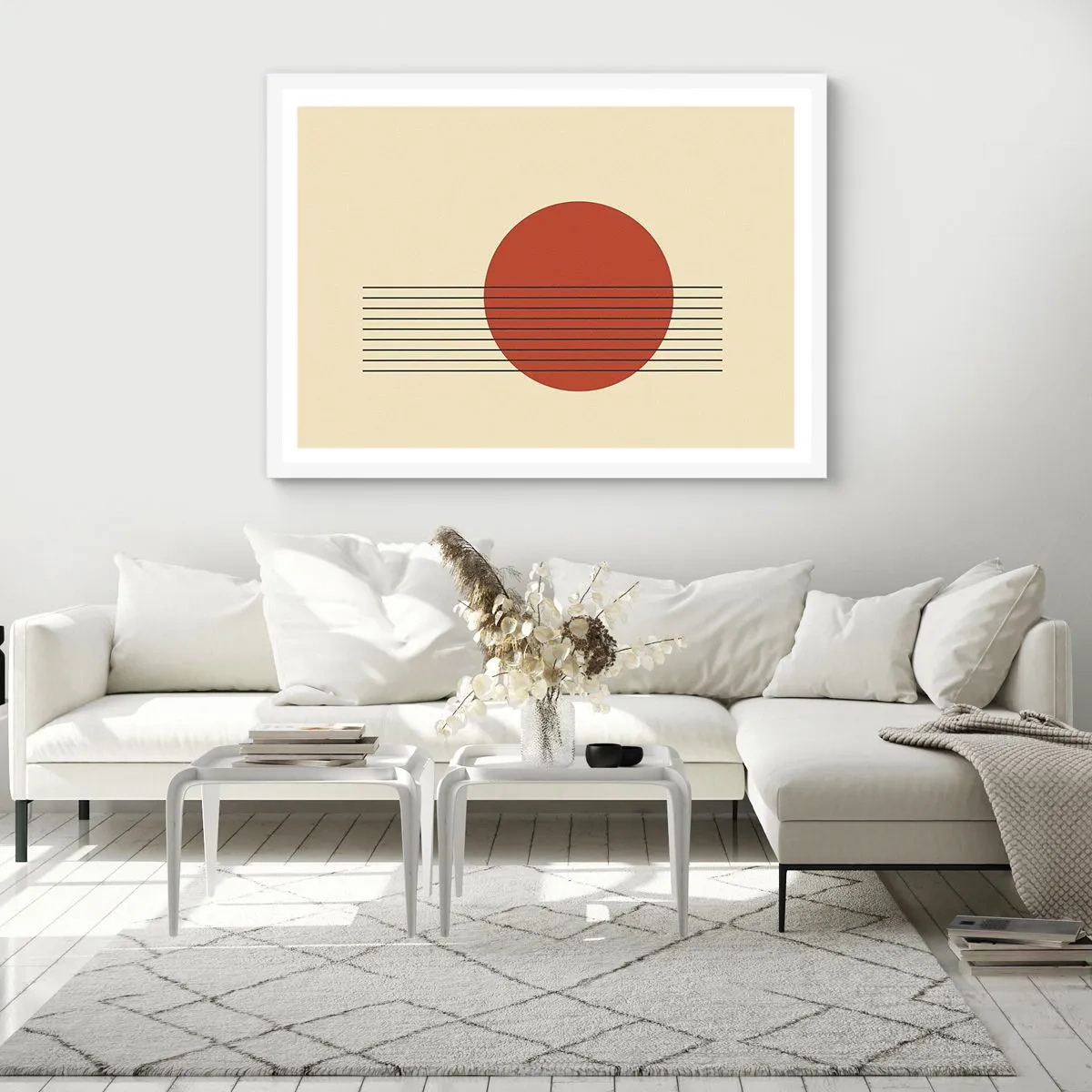 Affisch i vit ram - Cirkel och linjer - 70x50 cm