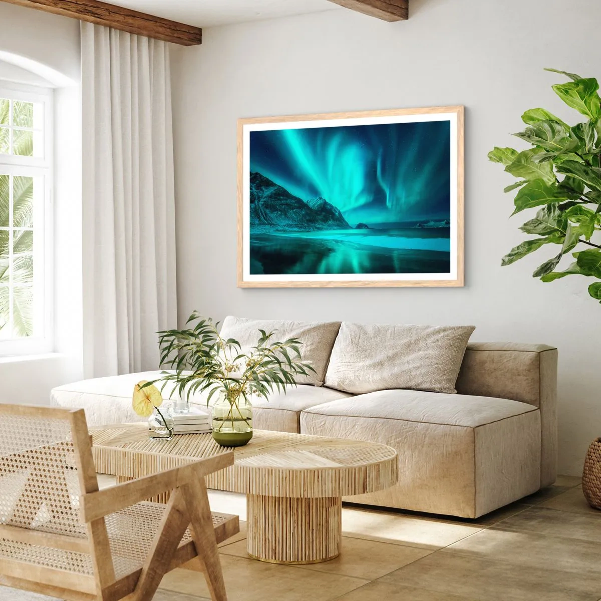 Affisch i ram av ljusek - Nordens underverk - 70x50 cm