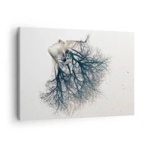 Canvastavla - Bild på duk - Kreativ silhuett av en kvinna och träd - 70x50cm - Lyssnar på trädens viskningar - Modern väggdekoration för vardagsrum och sovrum ARTTOR