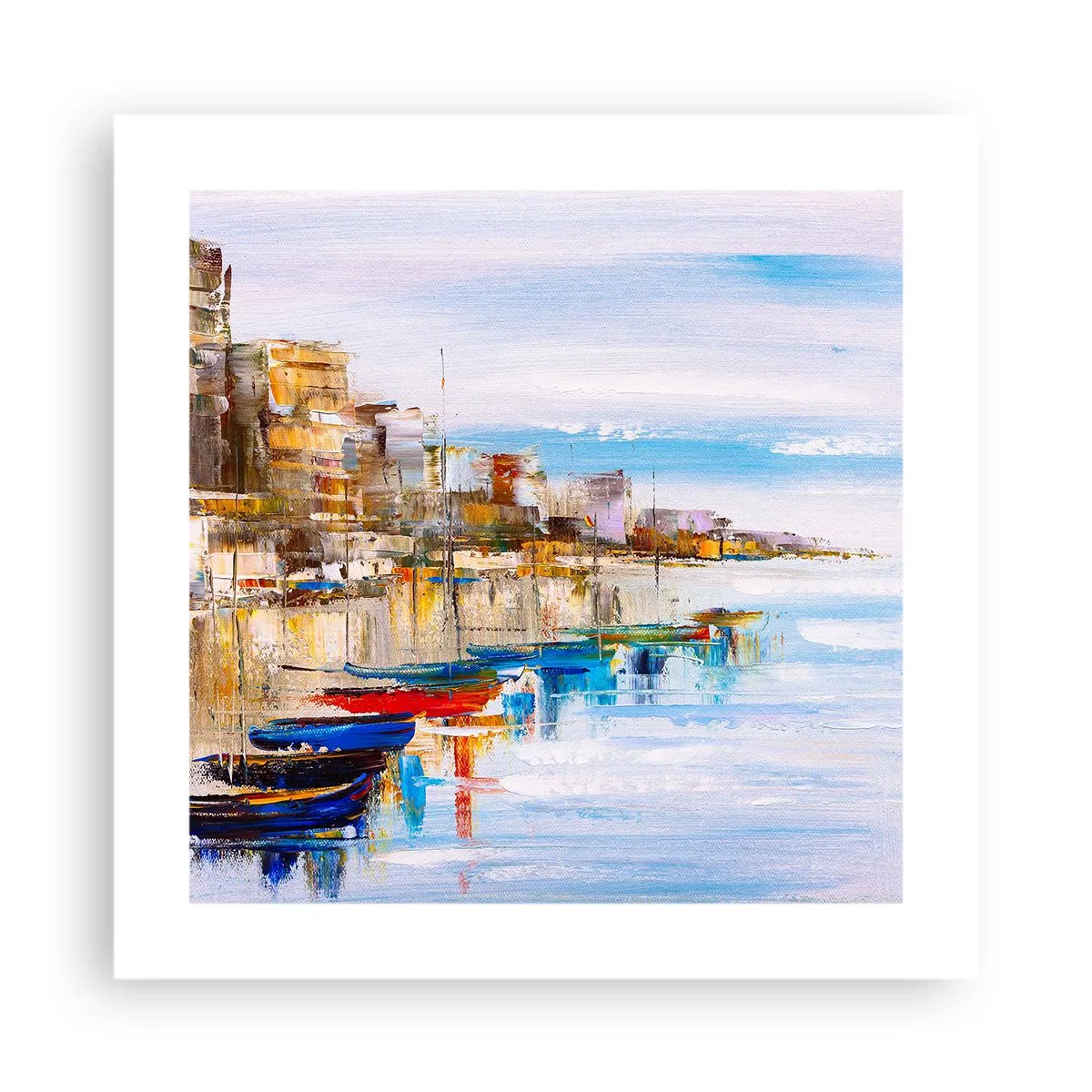 Affisch - Flerfärgad urban hamn - 40x40 cm