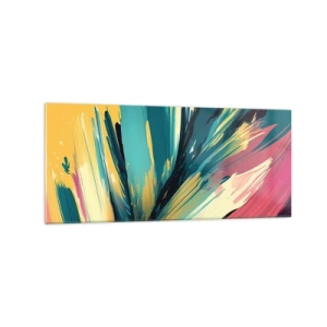 Glastavla - Bild på glas - Komposition - en explosion av glädje - 120x50 cm