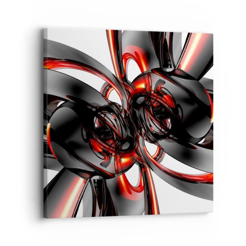 Canvastavla - Bild på duk - Rörelse i grafit och röd - 30x30 cm