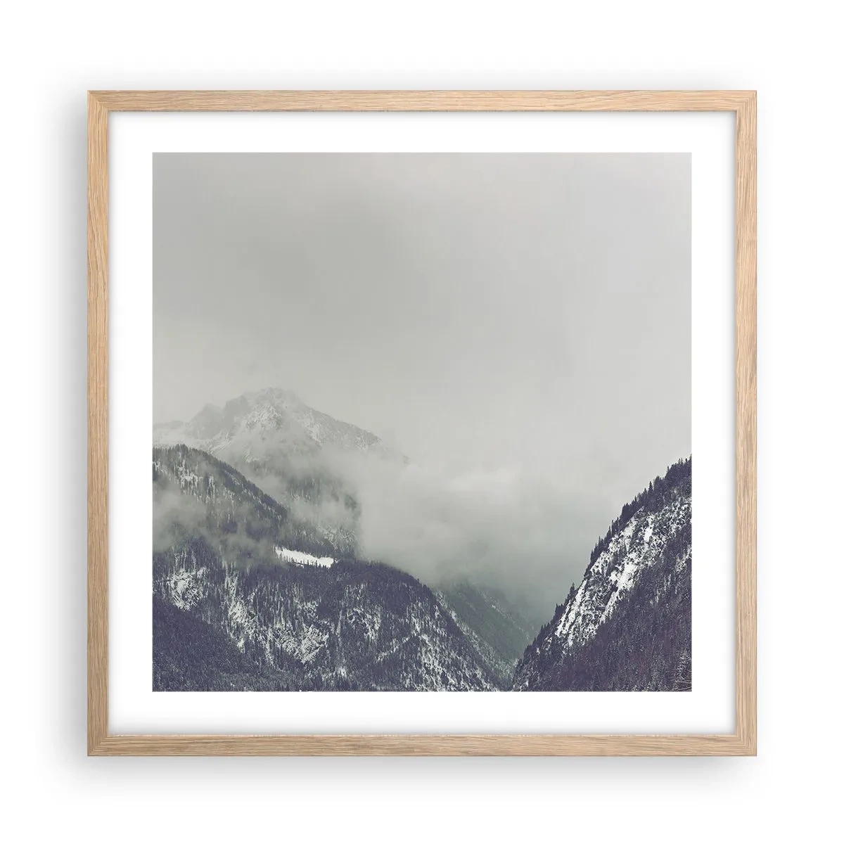 Affisch i ram av ljusek - Dimmig dal - 50x50 cm