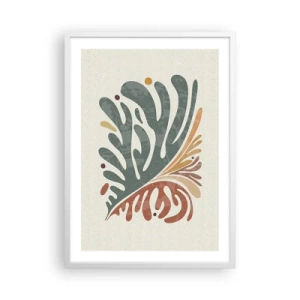 Affisch i vit ram - Flerfärgat blad - 50x70 cm